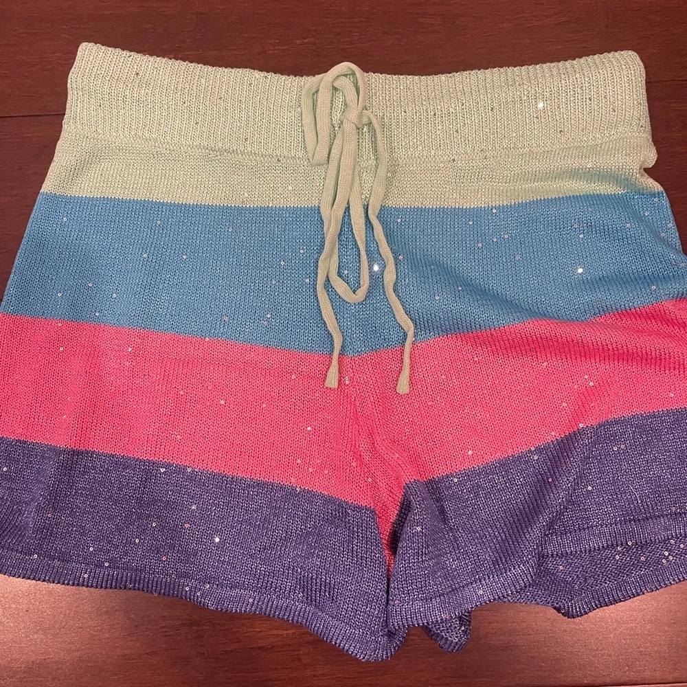 nwot beach riot medium sparkle Striped Women's sweater Shorts